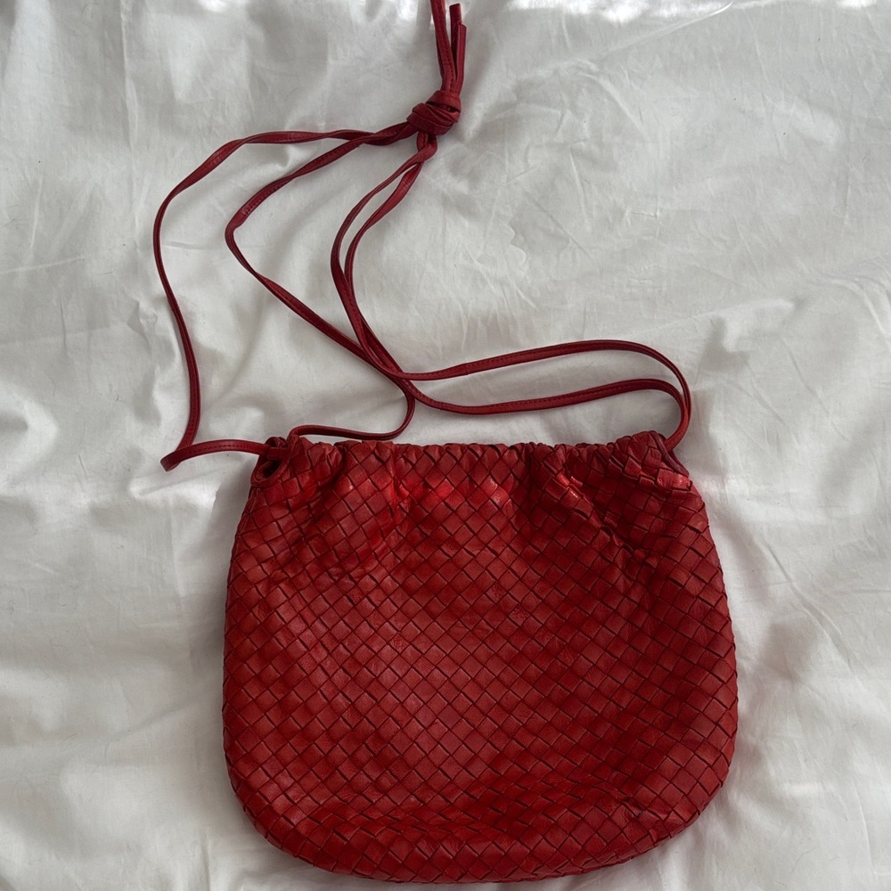 Bottega Veneta Vintage Red Woven Shoulder Bag